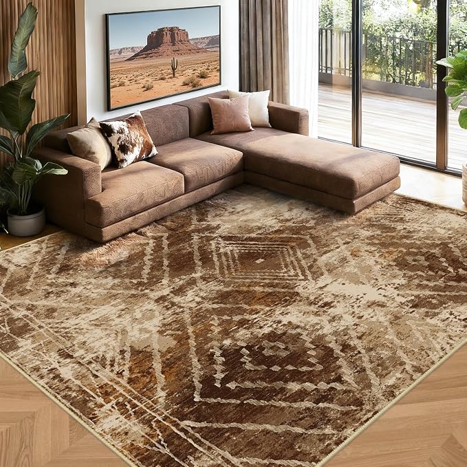 BESTSWEETIE Area Rug 9x12 Rug Machine Washable Non-Slip Low Pile Print Pattern by BESTSWEETIE