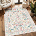 Rugxara 3x5 Rug for Entryway Bedroom, Floral Vintage Retro Boho Throw Rug by Rugxara