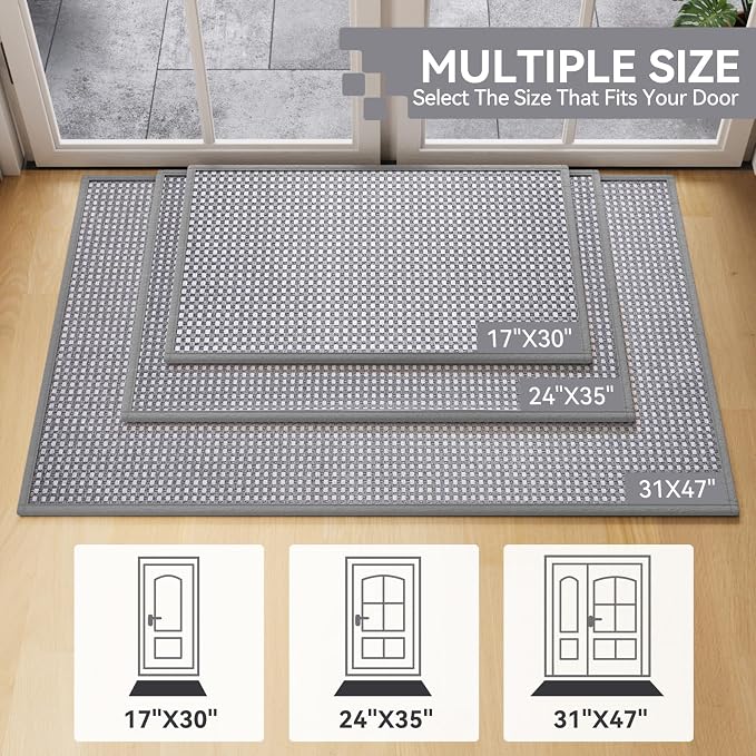 Front Door Mat 31''x47'', Absorbent Dirt Resist Washable Non Slip Low-Profile - Image 8