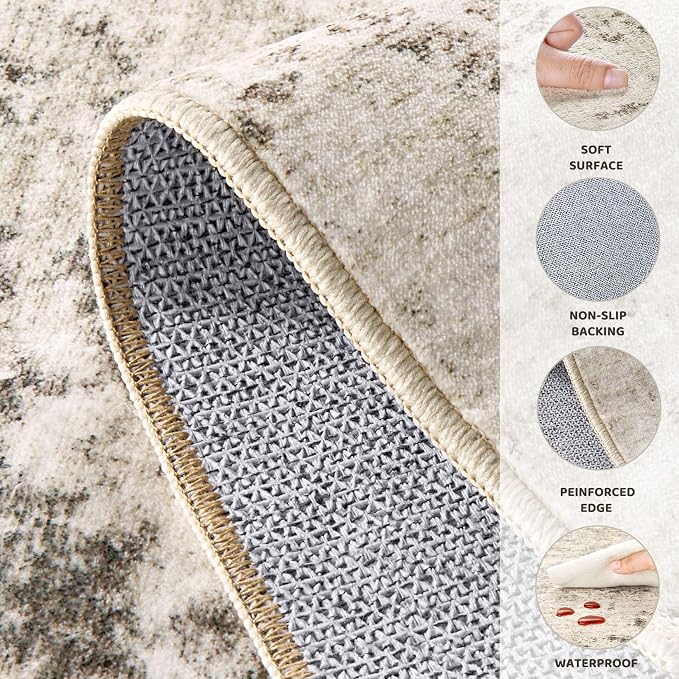 UERMEI 2x3 Entryway Area Rug: Washable Neutral Modern Abstract Small Rug - Image 8