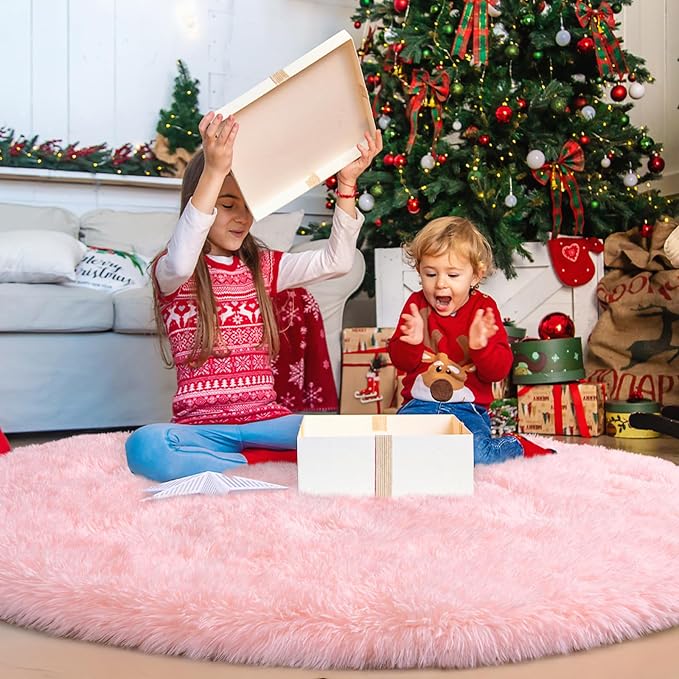 Round Fluffy Pink Rug for Bedroom, 8Ft Large Fuzzy Shag Circle Area Rug for - Image 5