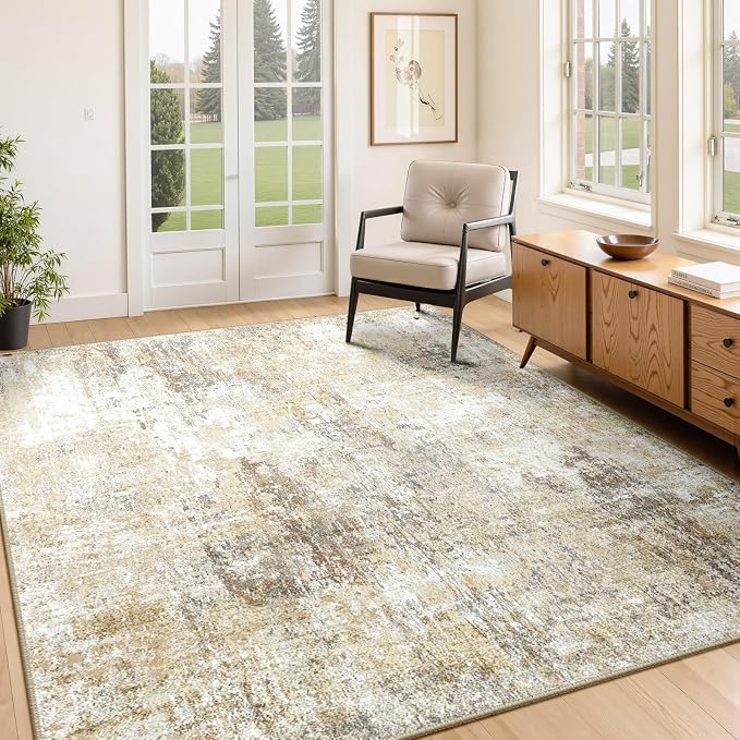 RELEANY Washable Area Rugs 4'x6' Non-Slip Modern Abstract Soft by RELEANY