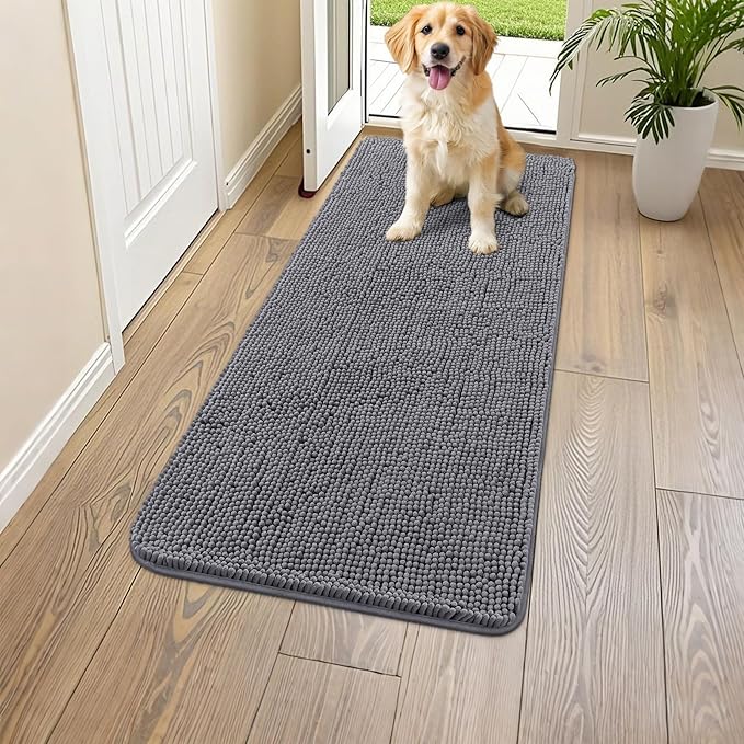 Smiry Dog Door Mat for Muddy Paws 47x17, Absorbent Dirt Trapper, Non-Slip by Smiry