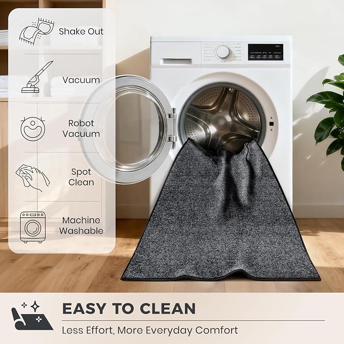 PURRUGS Dirt Trapping Door Mat Half Round 32" x 47", Non-Slip Machine Washable - Image 7
