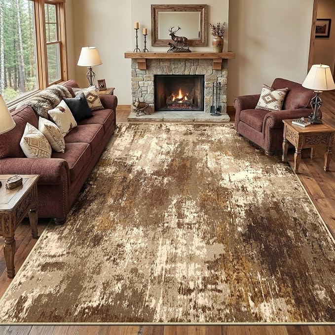 RELEANY Washable Area Rugs 9'x12' Non-Slip Modern Abstract Soft by RELEANY