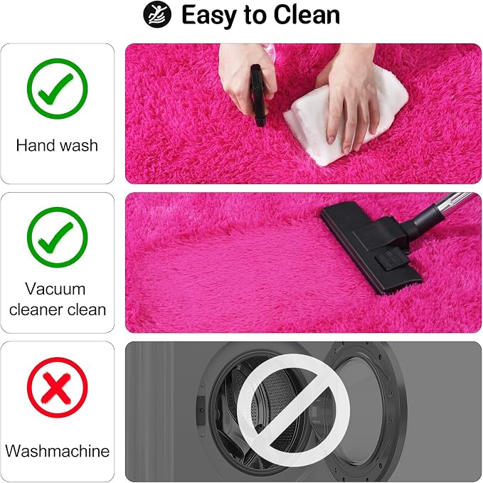 qulint Hot Pink Area Rug for Living Room, 6x9 Area Rug Soft Shag Fluffy Rug for - Image 4