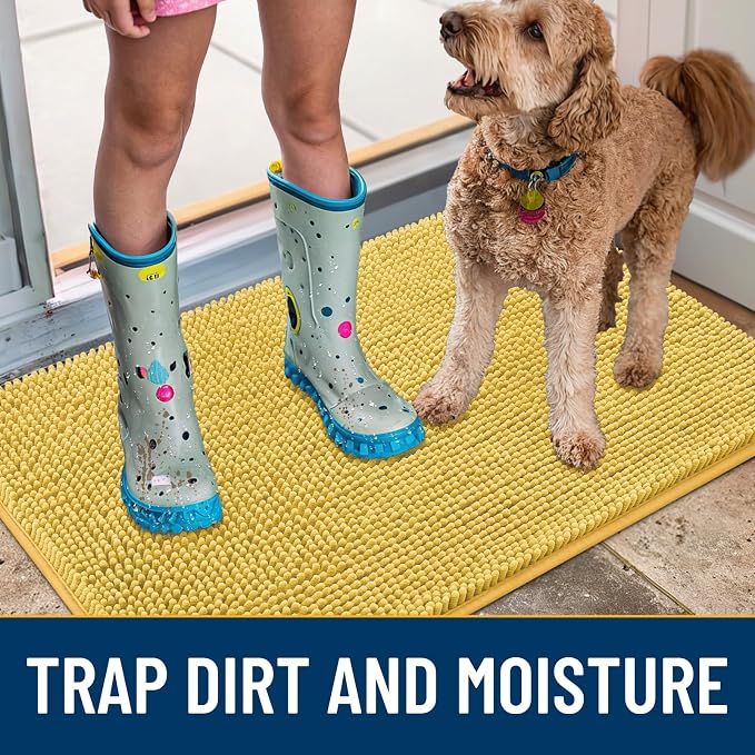 Smiry Dog Door Mat for Muddy Paws 24x16, Absorbent Dirt Trapper, Non-Slip - Image 3