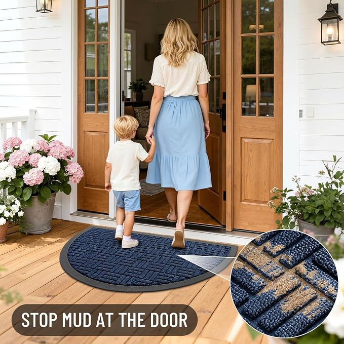 OLANLY Half Circle Door Mat Outside Entrance 29.5x17, Heavy Duty Sturdy Natural - Image 6