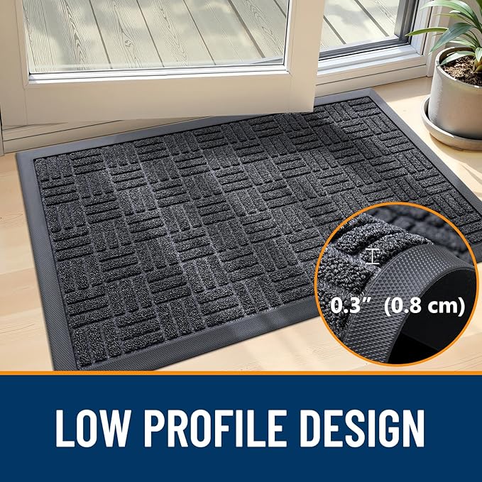 OLANLY Front Door Mat Outside Entrance 59x34, Heavy Duty Sturdy Natural Rubber - Image 4