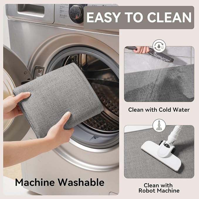 YDKGL Kitchen Rugs Mat Non Slip Washable, Linen-Look 0.3" Thick Soft Cushioned - Image 4