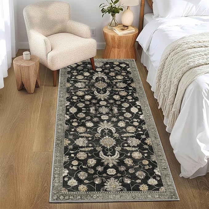 2x6 Runner Rug for Entryway Hallway-Vintage Farmhouse Boho Floral Neutral - Image 6
