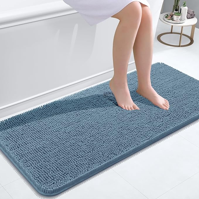 OLANLY Bathroom Runner Rugs 47x20, Soft Absorbent Chenille Bath Rugs, Rubber by OLANLY