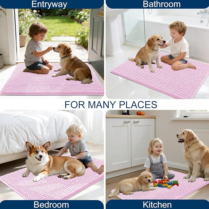 OLANLY Dog Door Mat for Muddy Paws 44x24, Ultra Absorbent Chenille Mud Doormat - Image 8