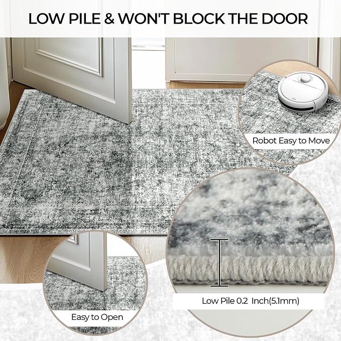 CAPALOCA Machine Washable Rugs Nursery Rug 4x6 Cute Girl Non Slip Low Pile - Image 7