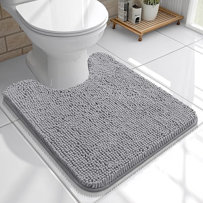 OLANLY Toilet Rugs U-Shaped 20x20, Extra Soft Absorbent Chenille Contour by OLANLY