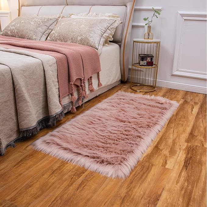 EasyJoy Ultra Soft Fluffy Shaggy Area Rug Faux Fur Rug Chair Cover Seat Pad - Image 3