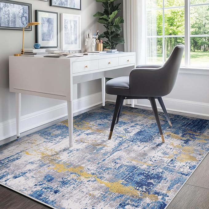 RELEANY Washable Area Rugs 4'x6' Non-Slip Modern Abstract Soft by RELEANY