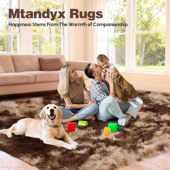 8x10 Area Rugs Living Room, Tie-dye Coffee Large Plush Fluffy Bedroom Carpet - Image 4
