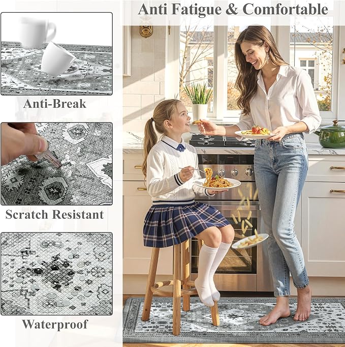 Collive Boho Kitchen Rugs and Mats 2PCS, Cushioned Anti Fatigue Kitchen Mats - Image 6