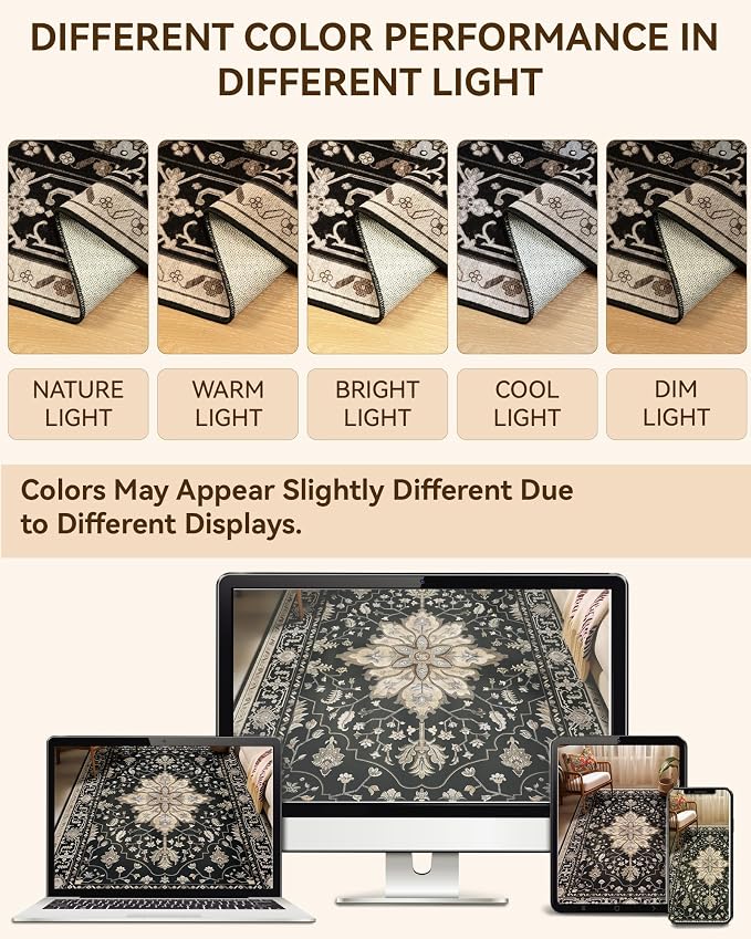RELEANY Area Rugs Runner 2'x8' Washable Non-Slip, Floral Vintage Distress - Image 7