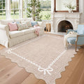 GarveeHome Scalloped Bow Rug for Living Room, Solid Camel Rug for Dorm by GarveeHome