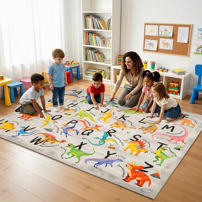 6x9 ABC Classroom Rug for Kids Playroom, Alphabet Rug - Image 2