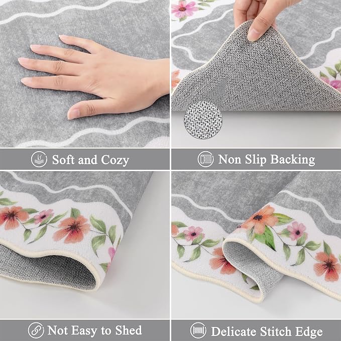 Vaukki Boho Kitchen Rug Sets 3 Pieces, Washable Kitchen Mats - Image 3
