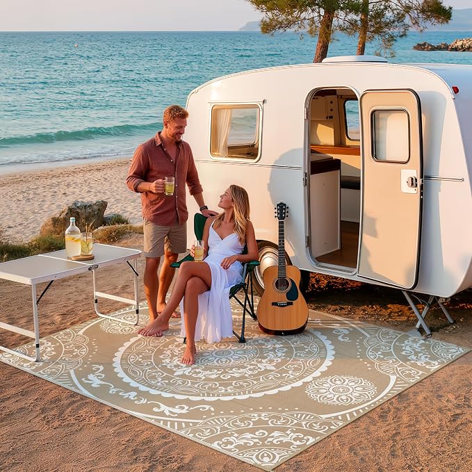 Pauwer Waterproof Outdoor Rug 8x10, Reversible Plastic Straw Patio Camping Rug - Image 7