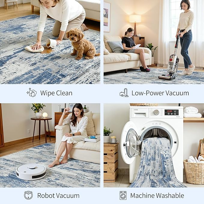 Area Rugs 6x9 Living Room: Large Soft Washable Rug Modern Abstract Anti-Skid - Image 5