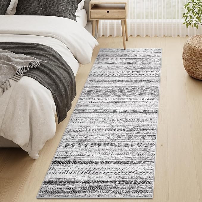 2x6 Runner Rug Machine Washable Non Slip Area Rug Distressed Neutral Moroccan - Image 3