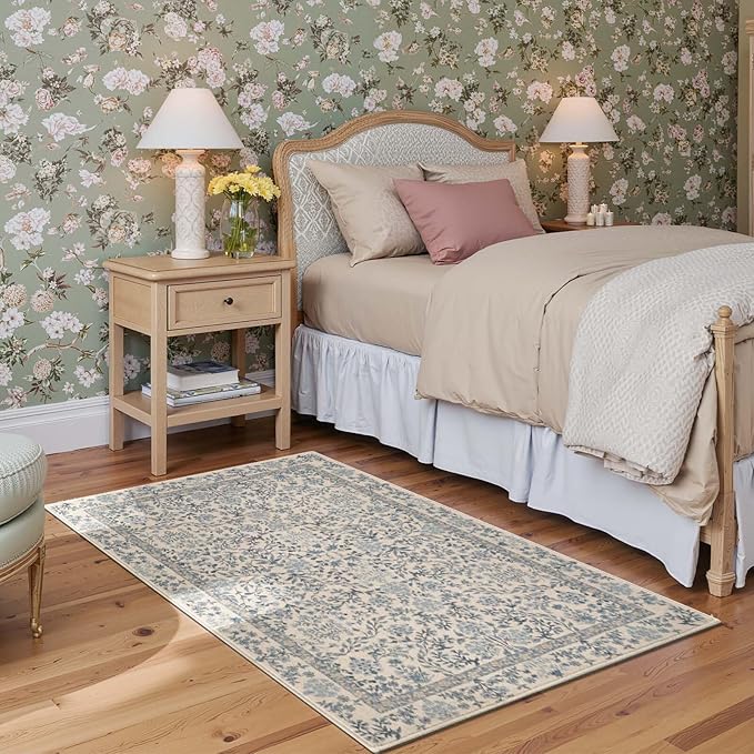 jinchan Zenith Floral 3x5 Area Rug Machine Washable Soft Low-Pile Non-Slip - Image 4