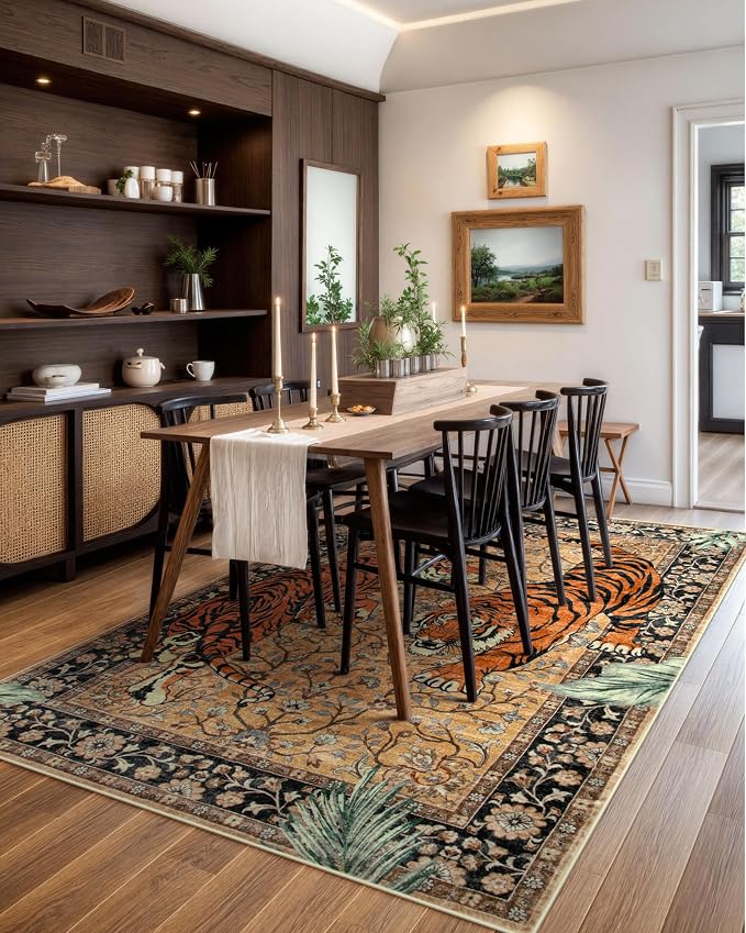 Moynesa Tiger 5x7 Area Rugs, Boho Washable Rugs - Image 6