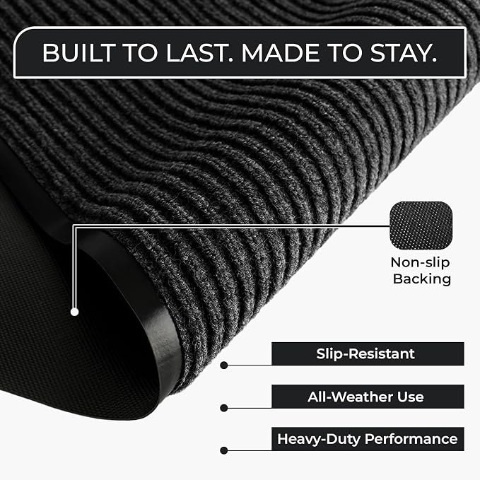 Large Door Mat 3' x 5' Charcoal, Heavy Duty Commercial Floor Mat, Industrial - Image 3