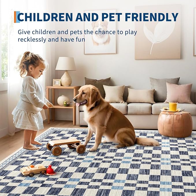 GarveeHome 10x13 Area Rug for Living Room Modern Abstract Checkered Carpets - Image 5