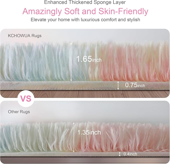 KICHOWUA Thick Area Rug 4x6 Fluffy Shag - Image 3