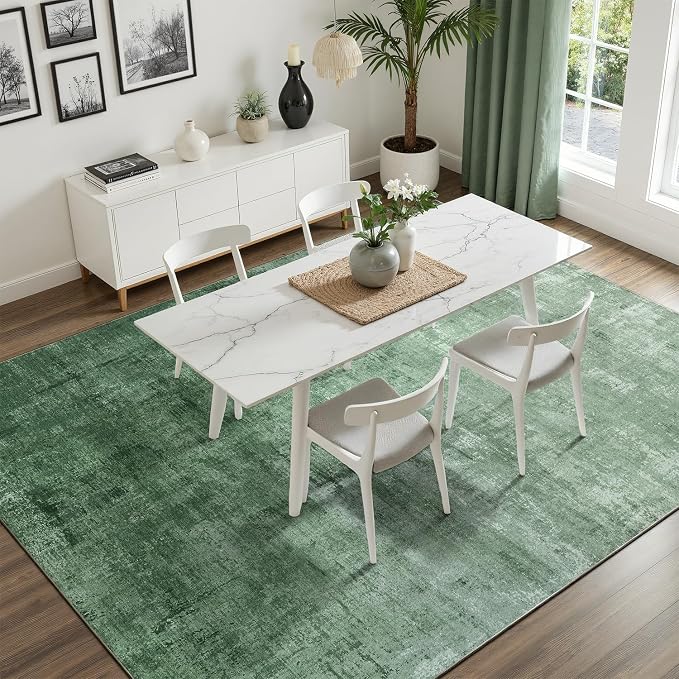 DCX Abstract Area Rug 5x7, Washable Green Modern Rug - Image 3