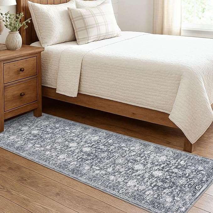 KILOCOCO Hallway Runner 2x7 Rug Runner Printed Vintage Floral Washable Kitchen - Image 3