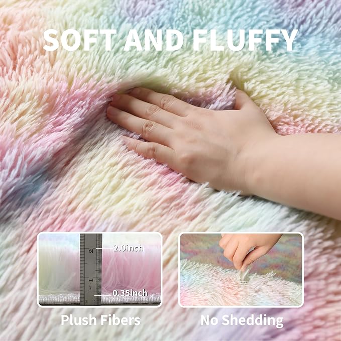 5x8 Rainbow Shaggy Unicorn Kids Rug - Image 3