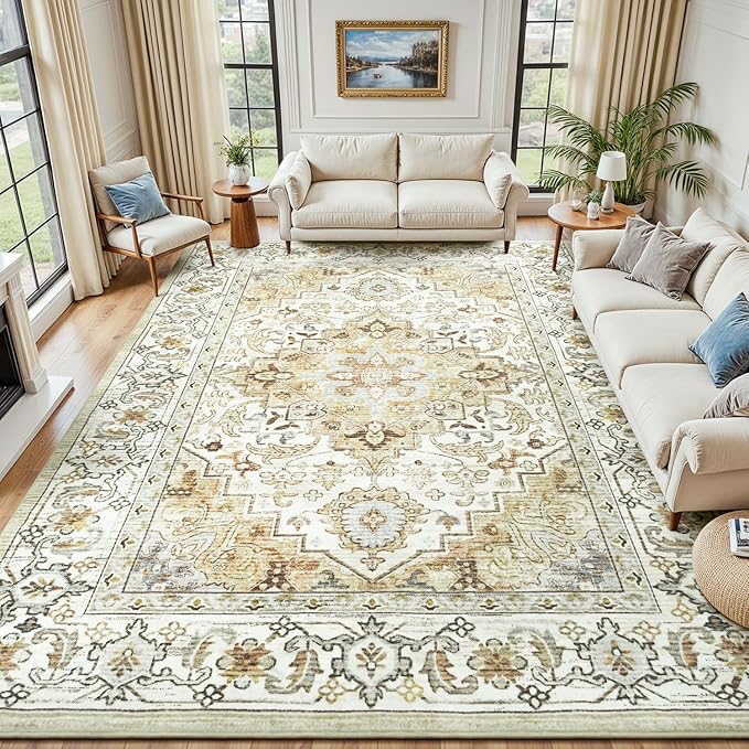 Lessymo 8 x 10 Area Rugs for Living Room, Machine Washable Area Rugs Boho Faux by Lessymo