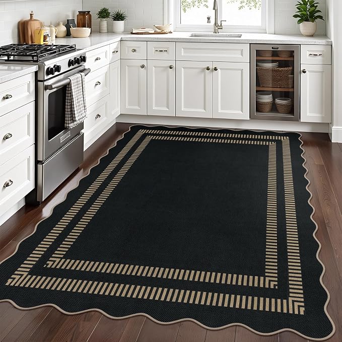 Scalloped Modern Easy Jute Carpet, 5x7 Outdoor Patio Washable Area Rug - Image 7