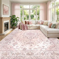 RELEANY Area Rugs Large 10'x14' Washable Non-Slip, Floral Vintage Distress by RELEANY