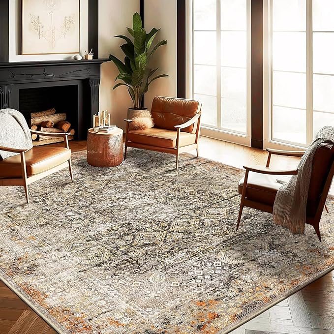 CHAMPLANT Area Rug 8'x10' Washable Vintage Traditional Mat Distressed Indoor by CHAMPLANT