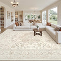 10x14 Area Rug for Living Room: Vintage Boho Neutral Washable Rug Indoor Soft by Luxturiy