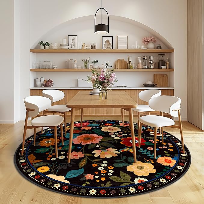 RELEANY Floral 6ft Area Rugs Washable Print Boho Cute Carpet Non Slip Flower - Image 9
