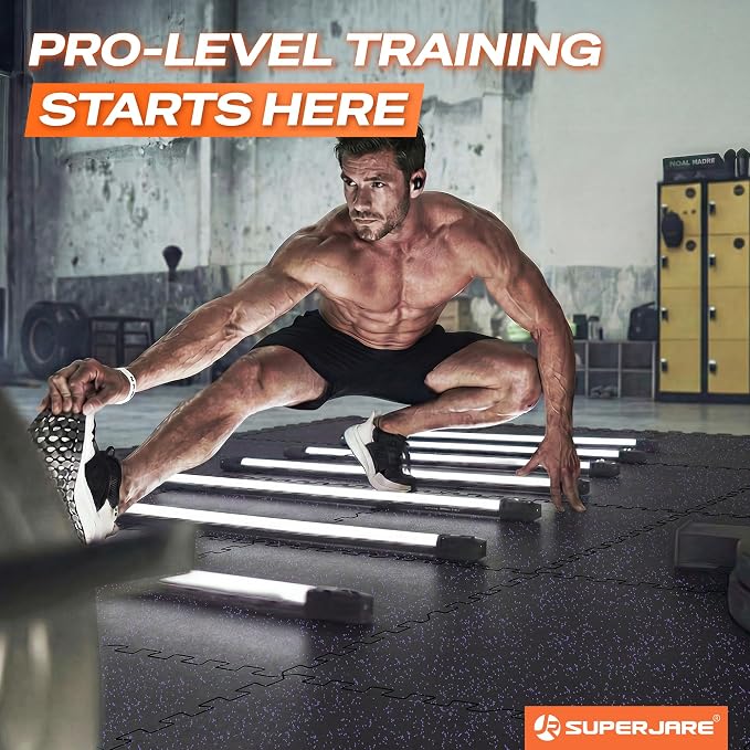 SUPERJARE 0.56'' Thick 24 Pcs 96 Sq Ft Rubber Top Exercise Equipment Mats - Image 2