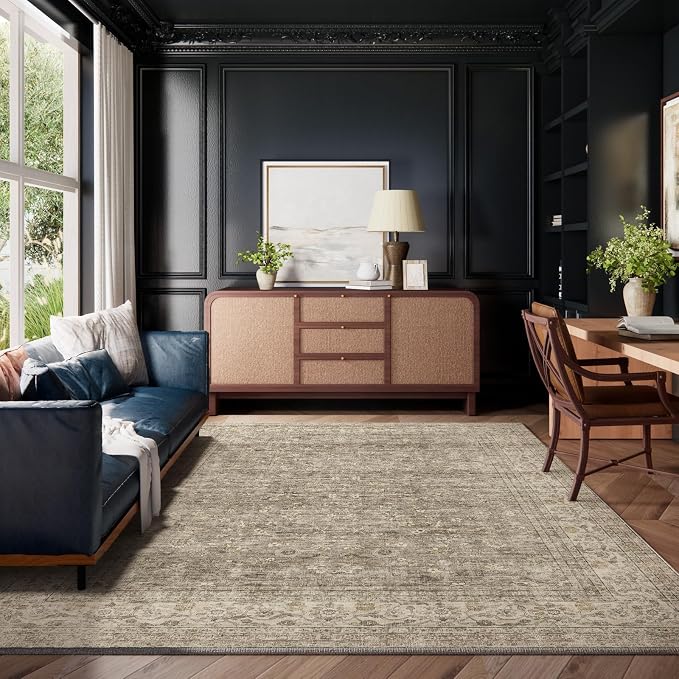 Machine Washable Rugs for Living Room: 8x10 Area Rugs for Bedroom Vintage Stain - Image 7