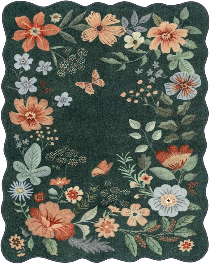 Lahome Floral Washable Rugs 8x10, Non-Slip Soft Bedroom Rug Stain Resistant - Image 7