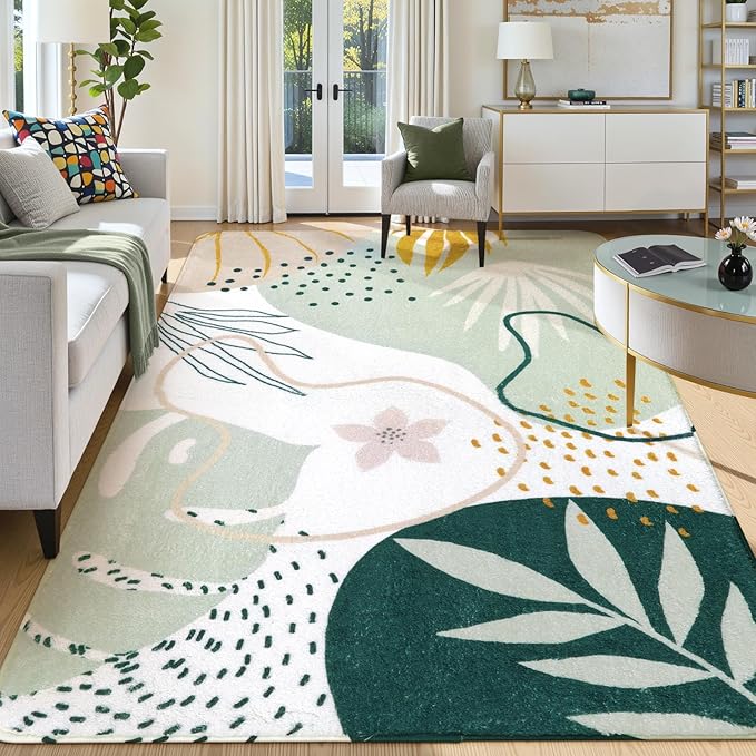 Lahome Green 10x14 Rug for Living Room, Large Washable Area Rug Non-Slip - Image 4