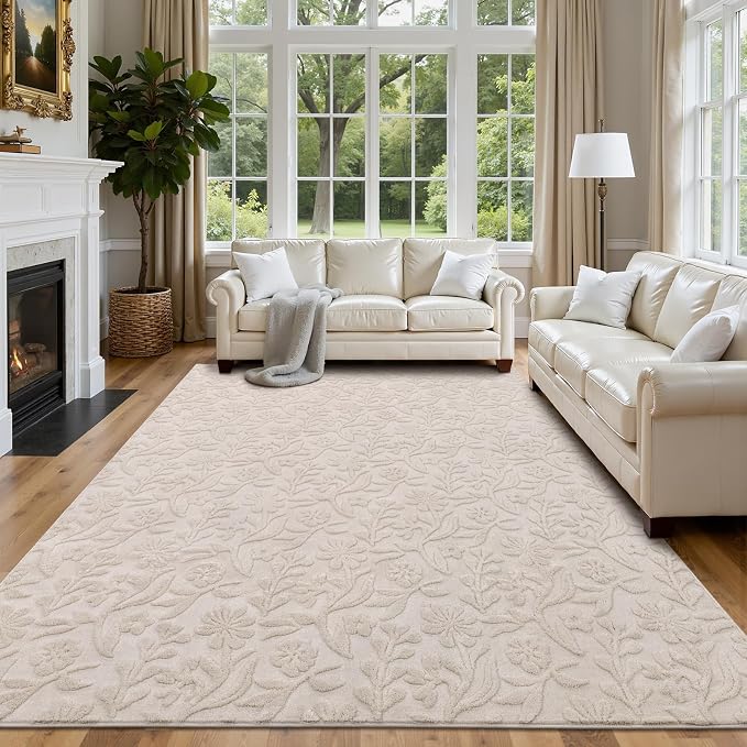 Vaukki 6x9 Area Rug for Living Room, Soft Fluffy Washable Modern Floral Indoor by Vaukki