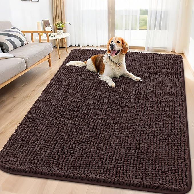 Smiry Dog Door Mat for Muddy Paws 70x35, Absorbent Dirt Trapper, Non-Slip by Smiry